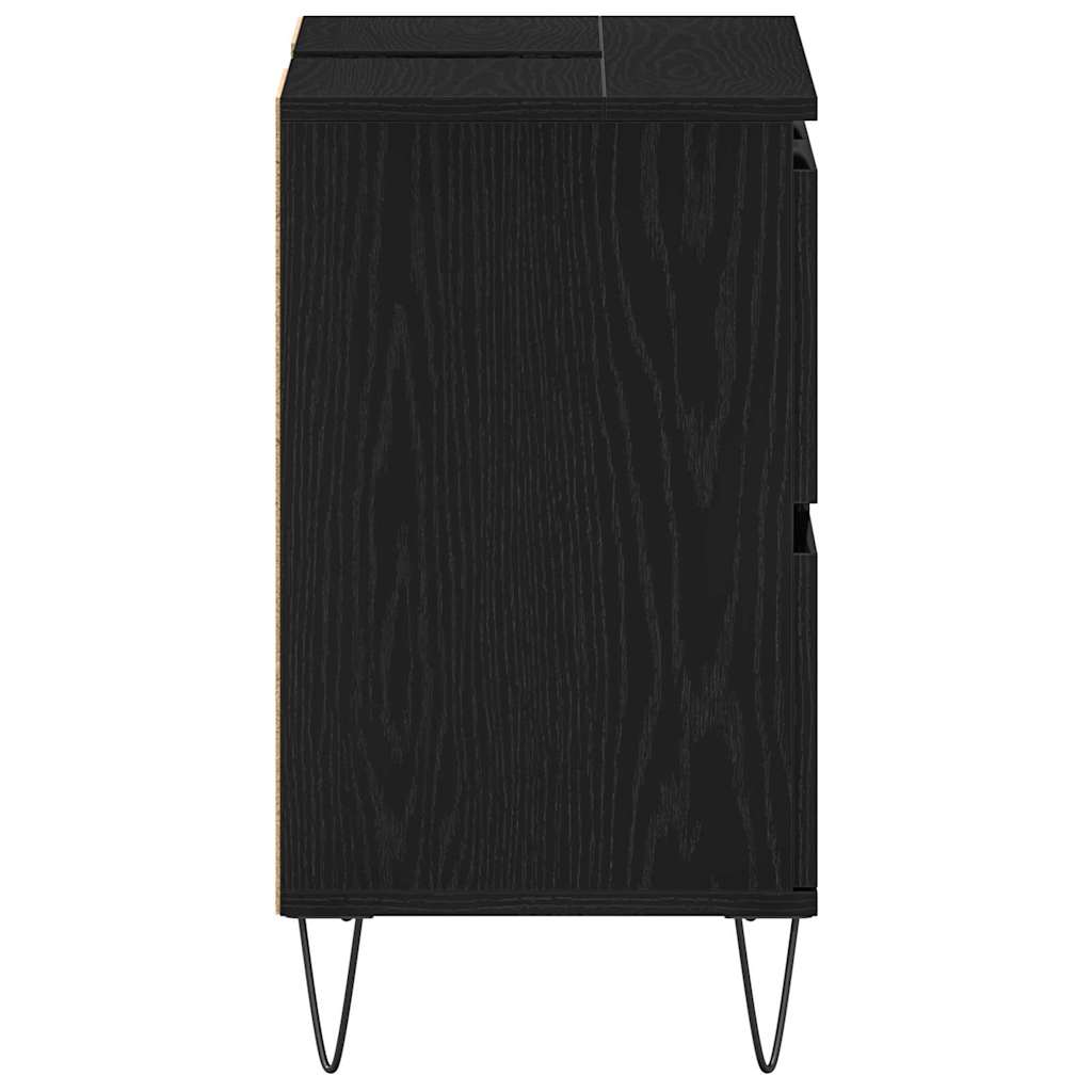 Waschbeckenschrank mit Tür Schwarz Eichen-Optik 80 x 33 x 60 cm