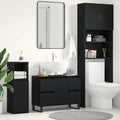 Badezimmerschrank mit Tür Schwarz Eichen-Optik 80 x 33 x 60 cm