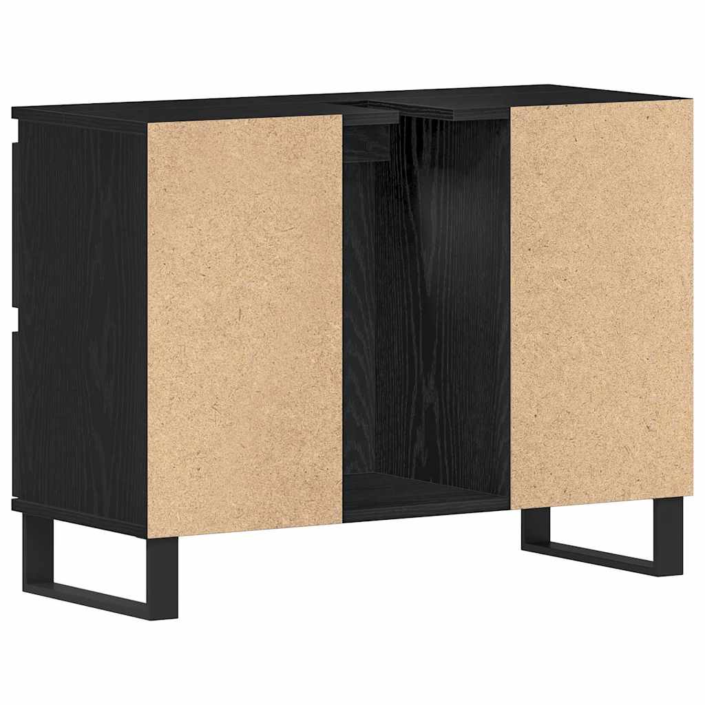 Badezimmerschrank mit Tür Schwarz Eichen-Optik 80 x 33 x 60 cm