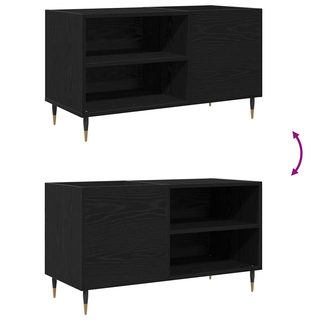 Schallplattenschrank Schwarz Eichen-Optik 85 x 38 x 48 cm