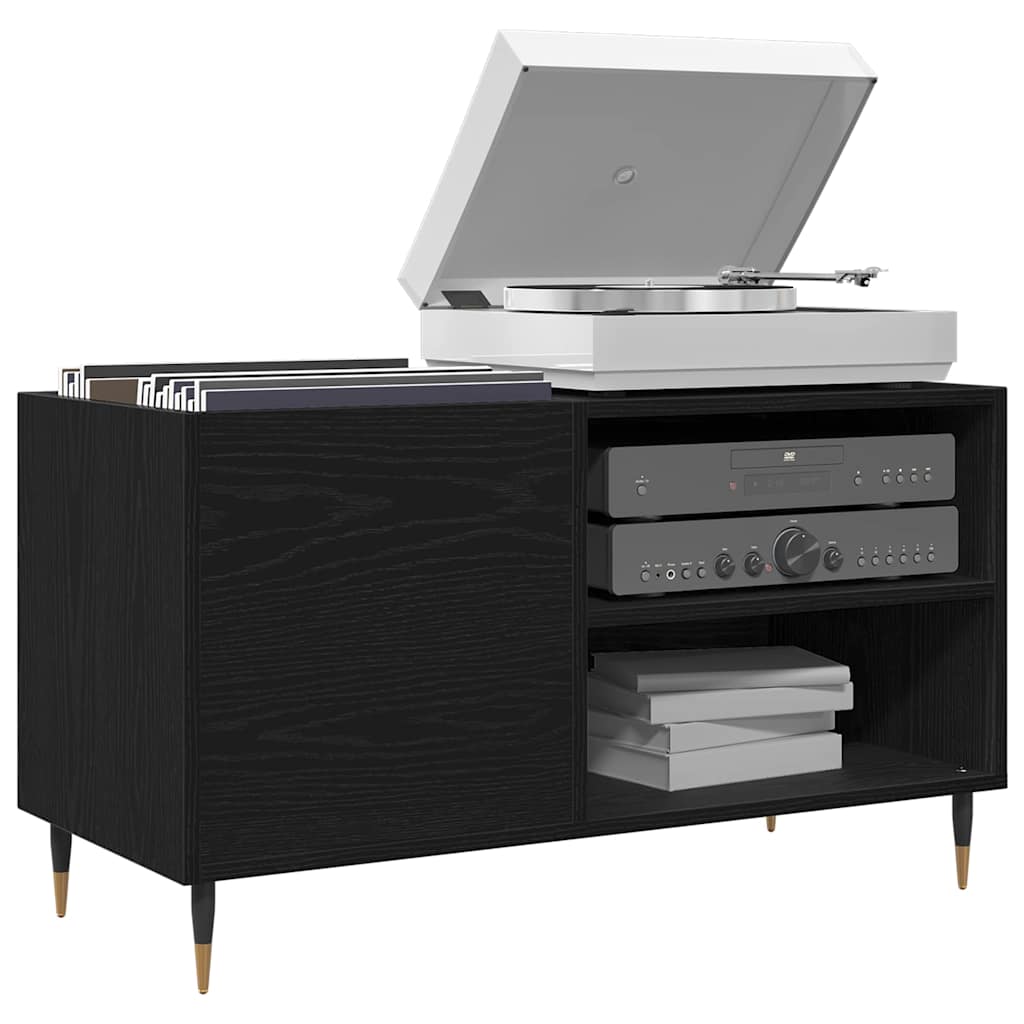 Schallplattenschrank Schwarz Eichen-Optik 85 x 38 x 48 cm