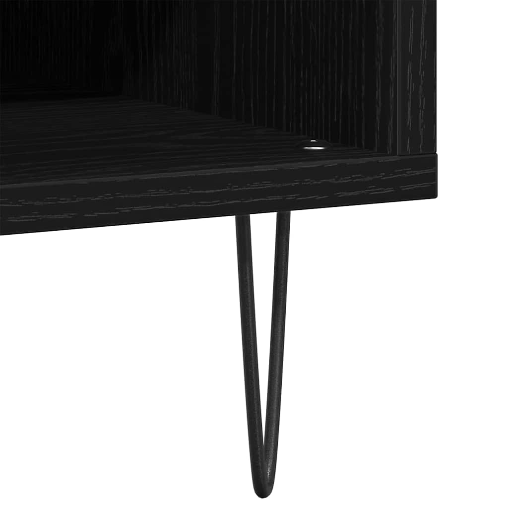 Schallplattenschrank Schwarz Eichen-Optik 85 x 38 x 48 cm