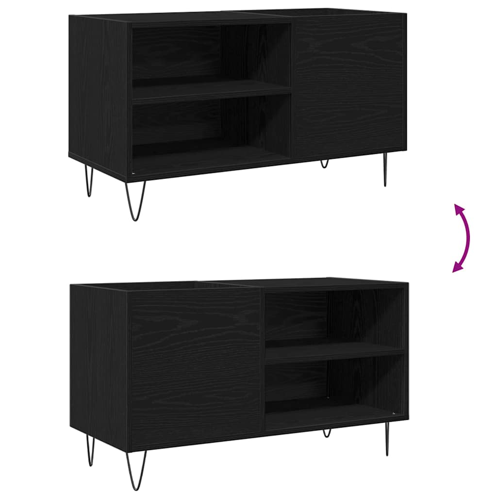 Schallplattenschrank Schwarz Eichen-Optik 85 x 38 x 48 cm
