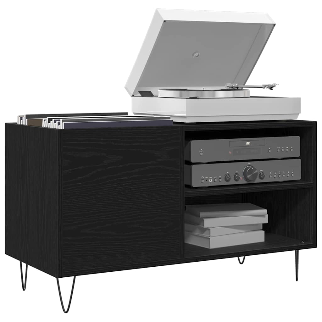 Schallplattenschrank Schwarz Eichen-Optik 85 x 38 x 48 cm