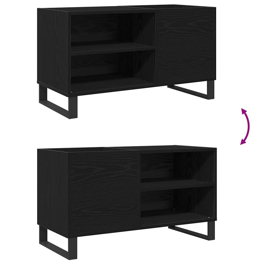 Schallplattenschrank Schwarz Eichen-Optik 85 x 38 x 48 cm