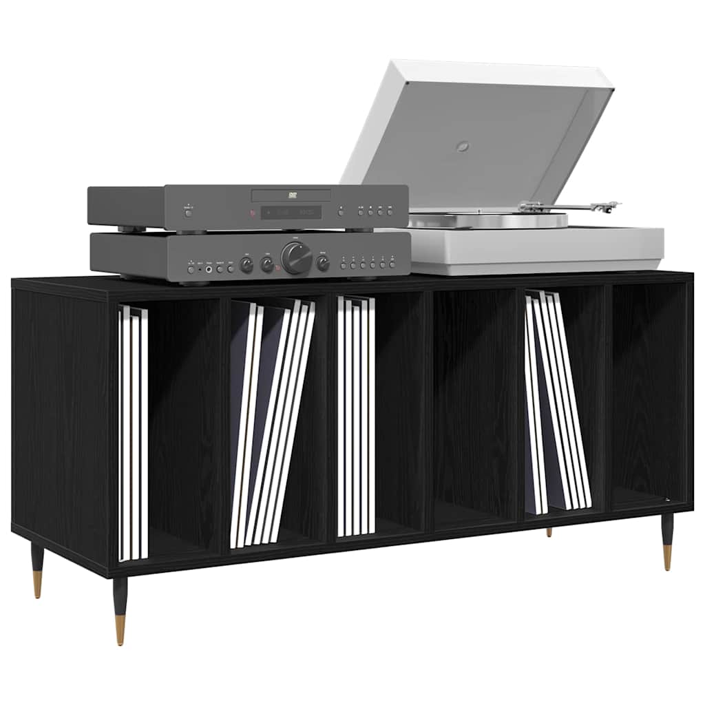 Schallplattenschrank Schwarz Eichen-Optik 100 x 38 x 48 cm