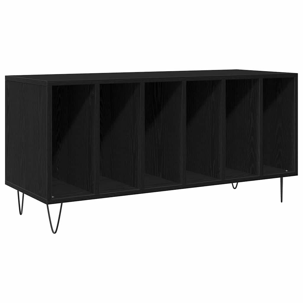 Schallplattenschrank Schwarz Eichen-Optik 100 x 38 x 48 cm