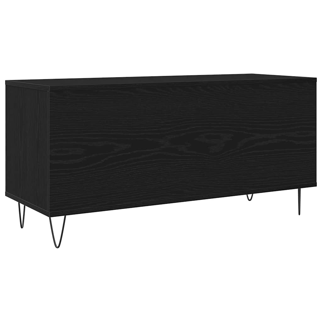 Schallplattenschrank Schwarz Eichen-Optik 100 x 38 x 48 cm