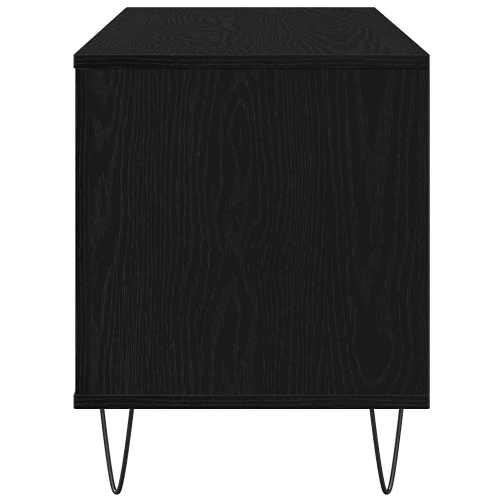 Schallplattenschrank Schwarz Eichen-Optik 100 x 38 x 48 cm