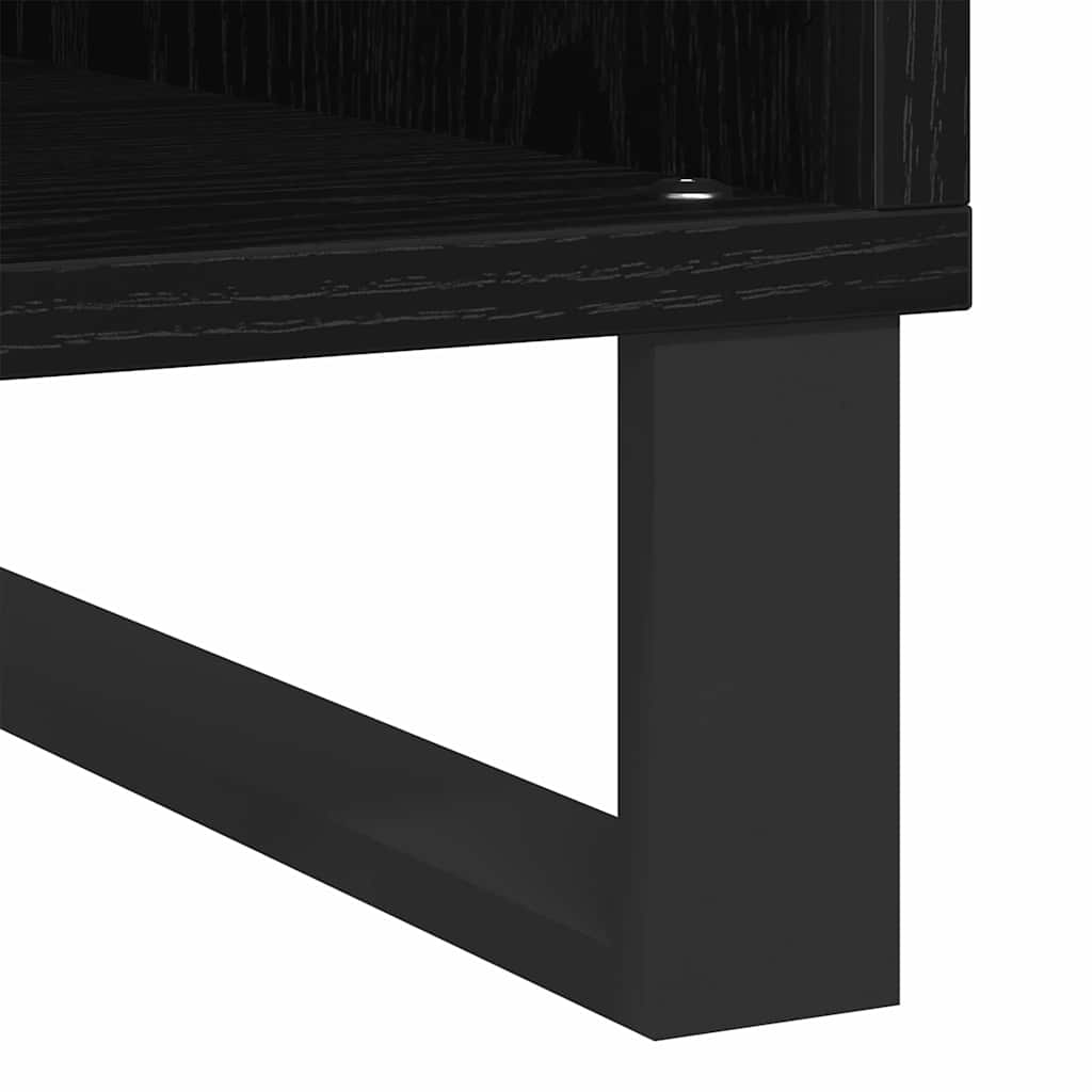 Schallplattenschrank Schwarz Eichen-Optik 100 x 38 x 48 cm