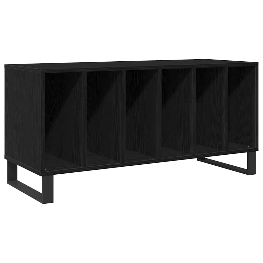 Schallplattenschrank Schwarz Eichen-Optik 100 x 38 x 48 cm