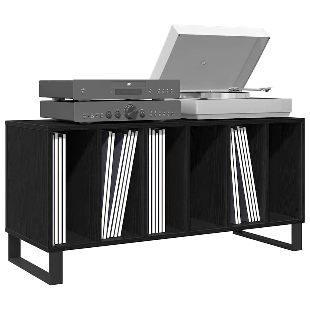 Schallplattenschrank Schwarz Eichen-Optik 100 x 38 x 48 cm