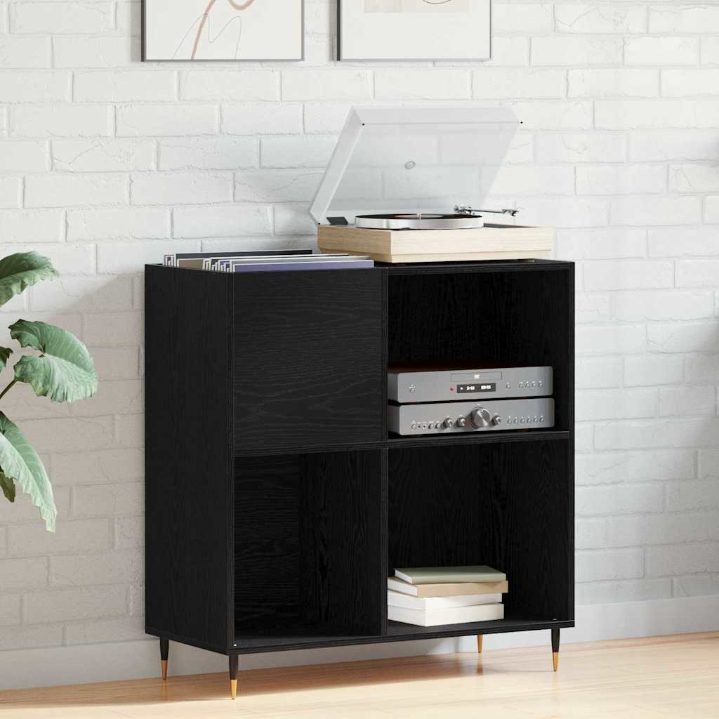 Schallplattenschrank Schwarz Eichen-Optik 85 x 38 x 89 cm