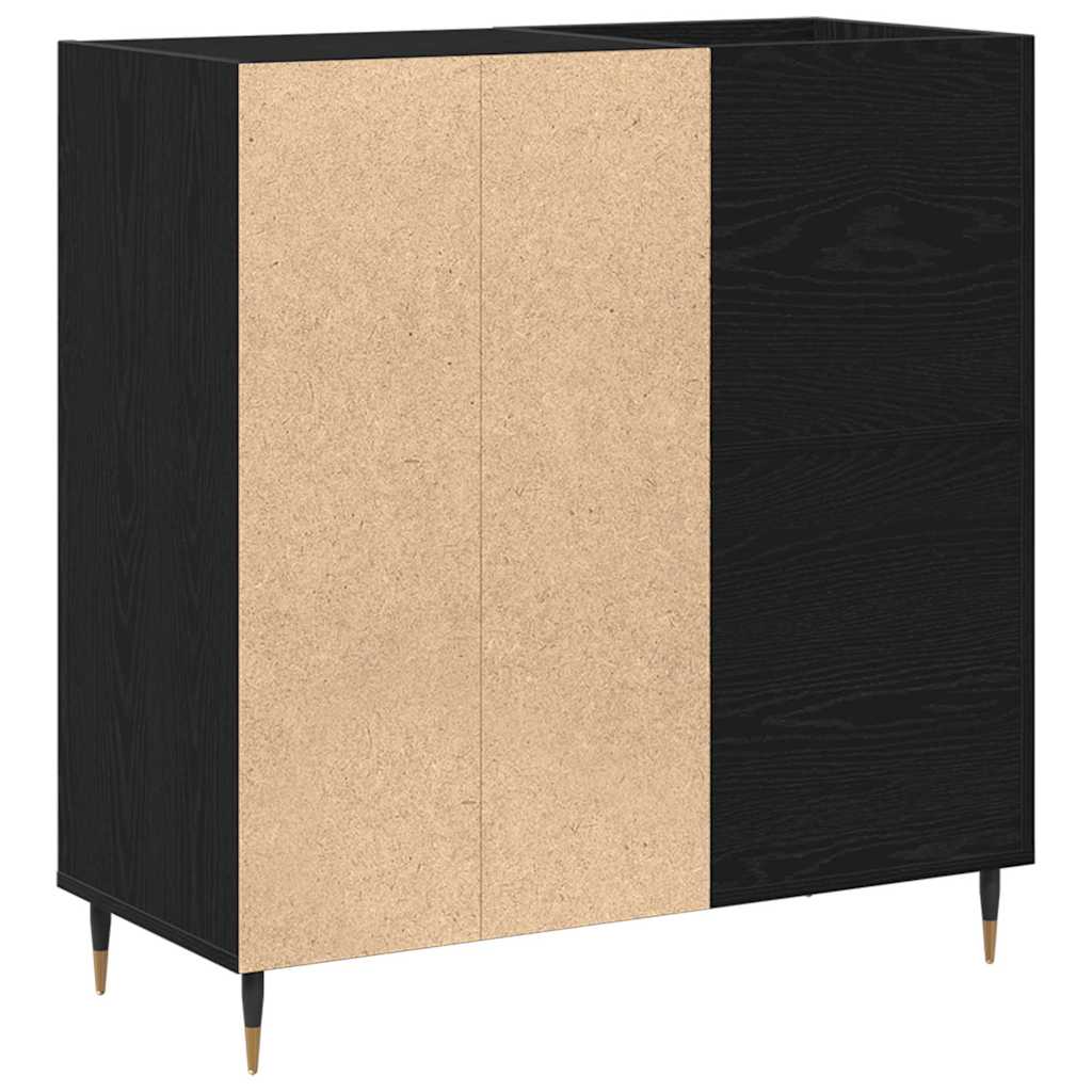 Schallplattenschrank Schwarz Eichen-Optik 85 x 38 x 89 cm