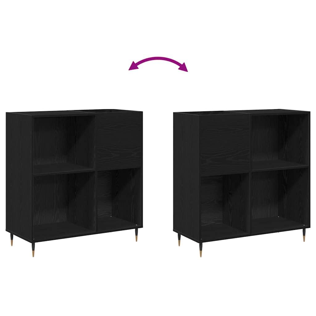 Schallplattenschrank Schwarz Eichen-Optik 85 x 38 x 89 cm