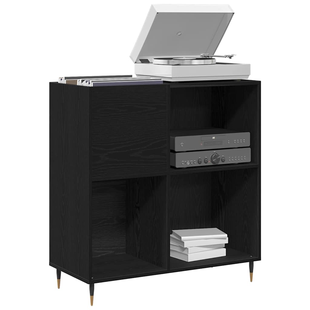 Schallplattenschrank Schwarz Eichen-Optik 85 x 38 x 89 cm