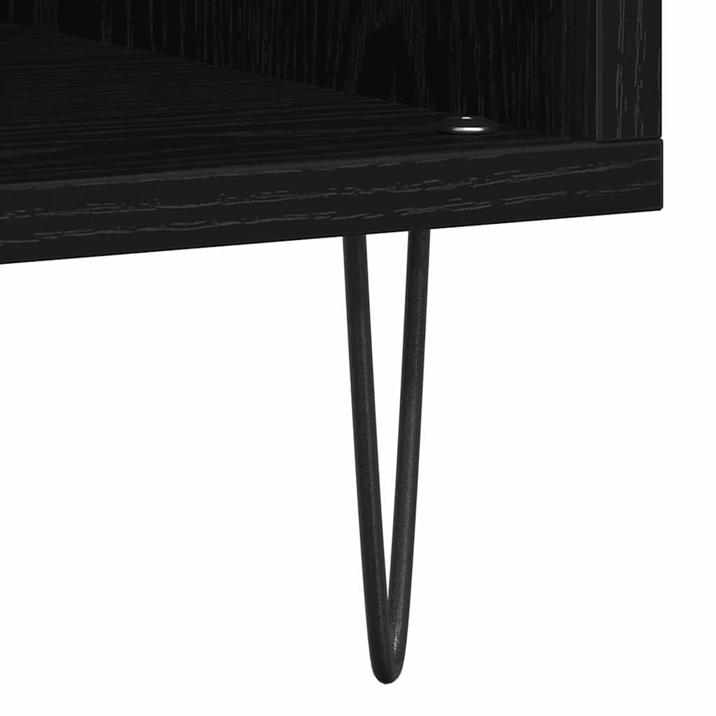 Schallplattenschrank Schwarz Eichen-Optik 85 x 38 x 89 cm