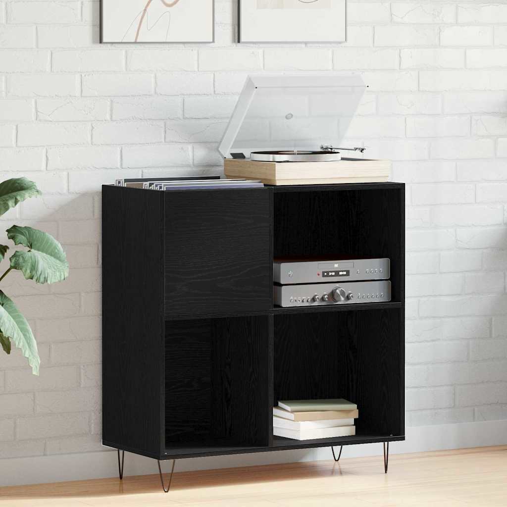 Schallplattenschrank Schwarz Eichen-Optik 85 x 38 x 89 cm