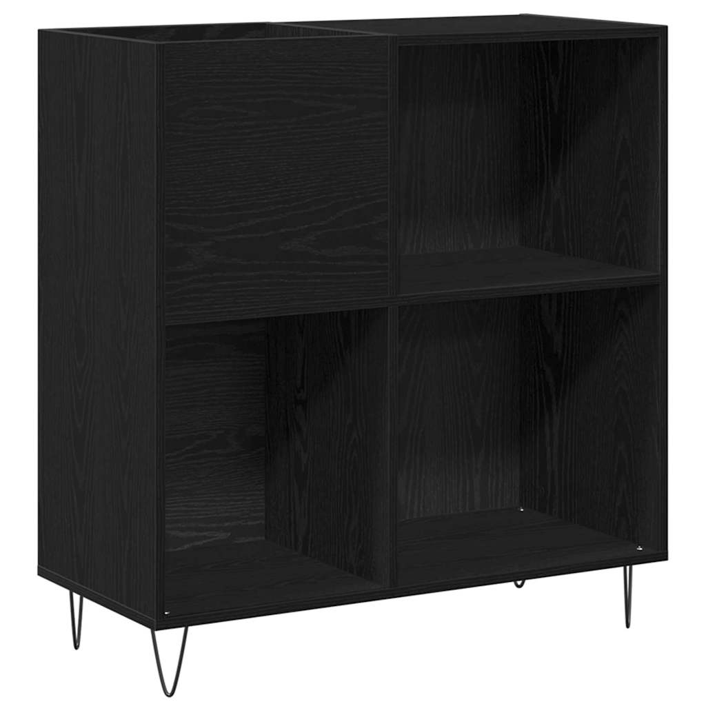 Schallplattenschrank Schwarz Eichen-Optik 85 x 38 x 89 cm