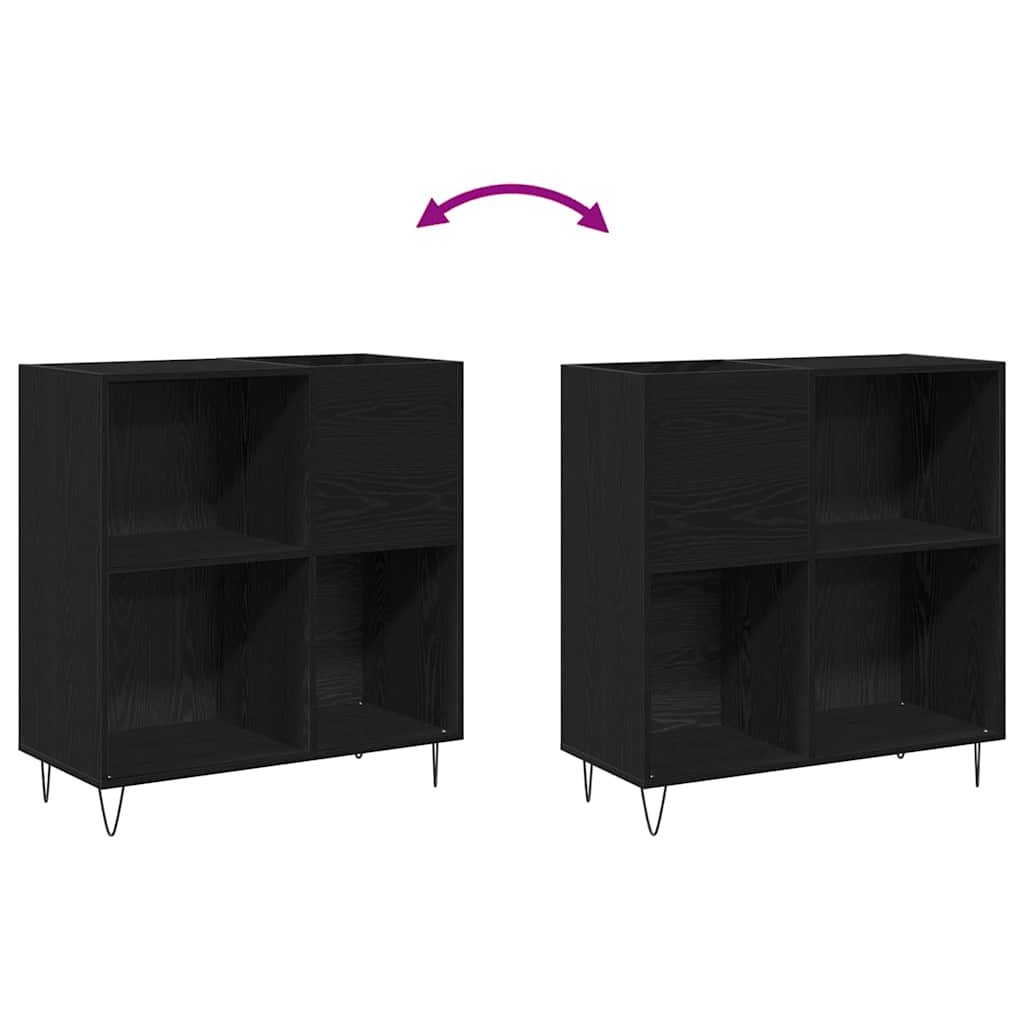 Schallplattenschrank Schwarz Eichen-Optik 85 x 38 x 89 cm