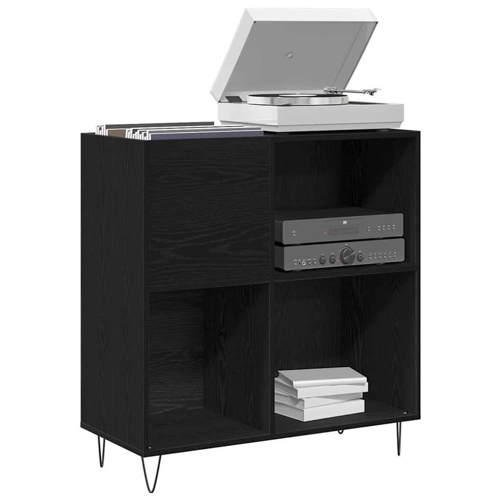 Schallplattenschrank Schwarz Eichen-Optik 85 x 38 x 89 cm