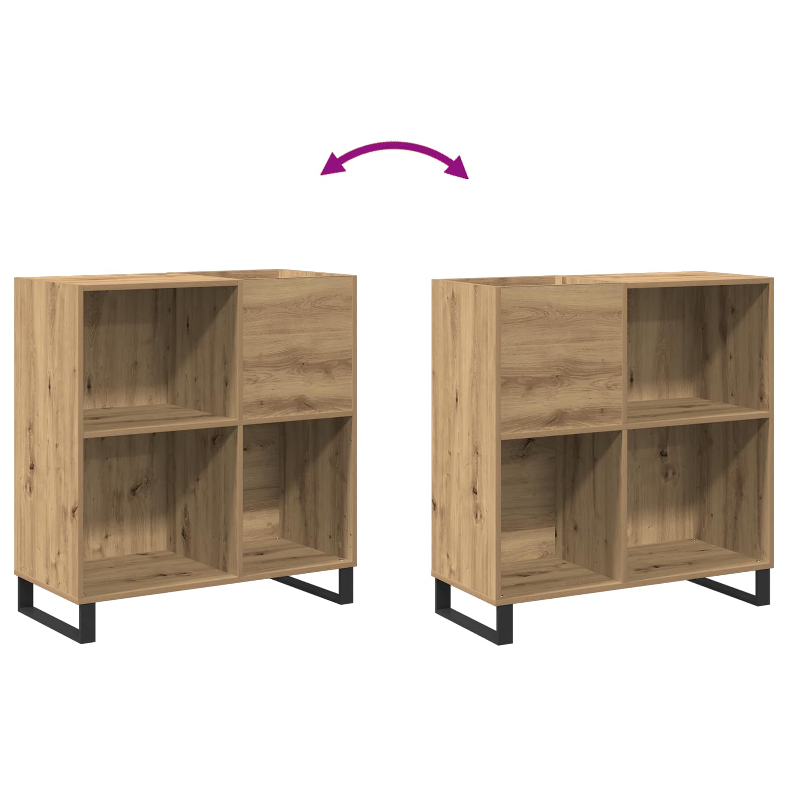 Schallplattenschrank mit Regal Artisan-Eiche 84,5 x 38 x 89 cm