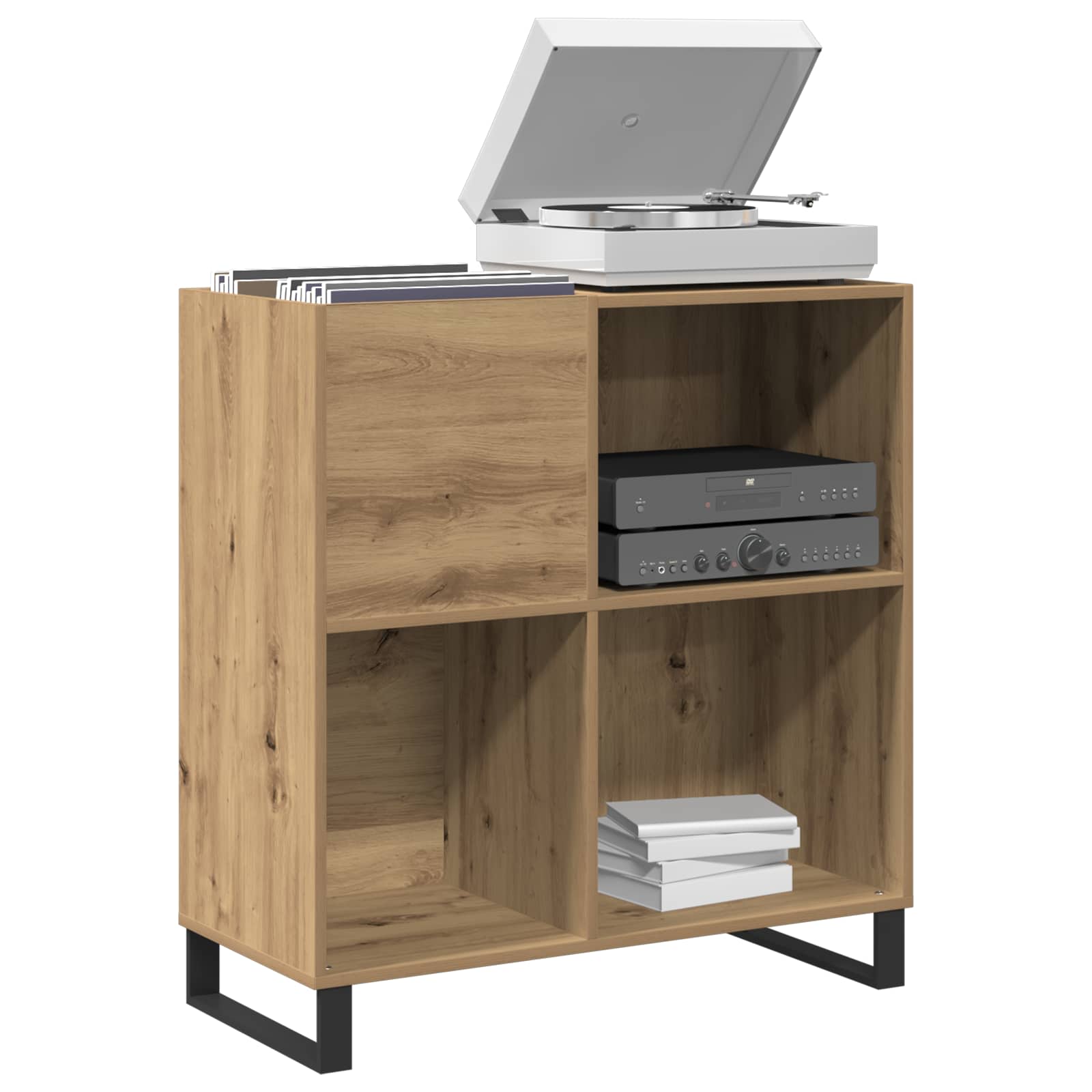 Schallplattenschrank mit Regal Artisan-Eiche 84,5 x 38 x 89 cm