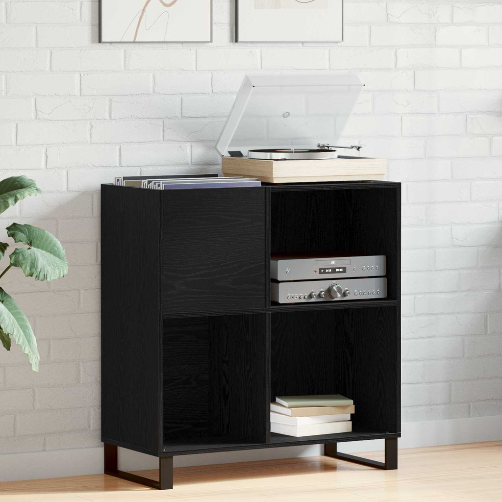 Schallplattenschrank Schwarz Eichen-Optik 85 x 38 x 89 cm