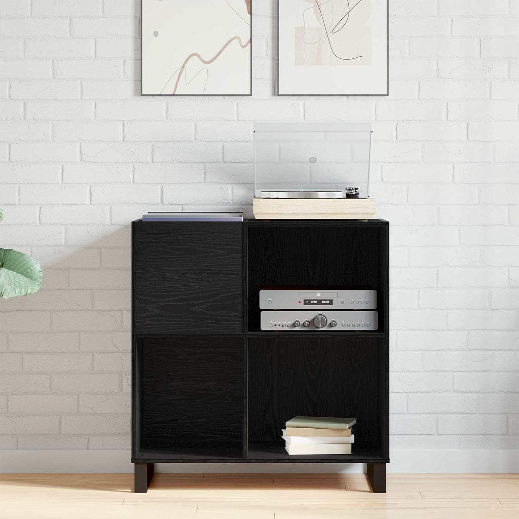 Schallplattenschrank Schwarz Eichen-Optik 85 x 38 x 89 cm