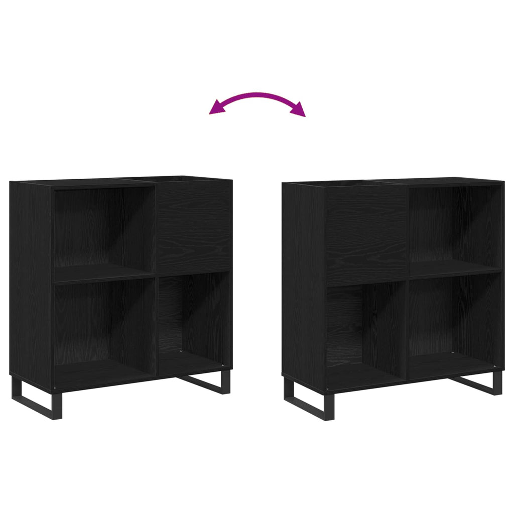 Schallplattenschrank Schwarz Eichen-Optik 85 x 38 x 89 cm