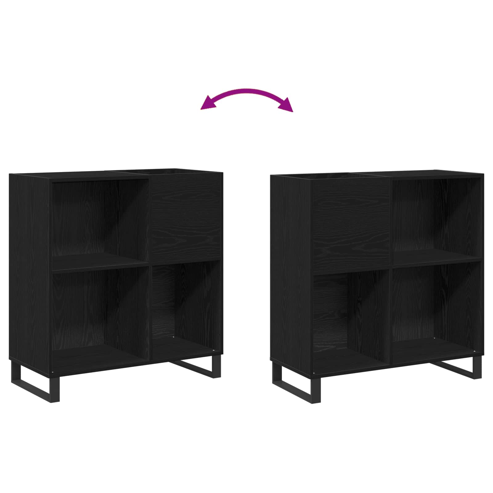 Schallplattenschrank Schwarz Eichen-Optik 85 x 38 x 89 cm