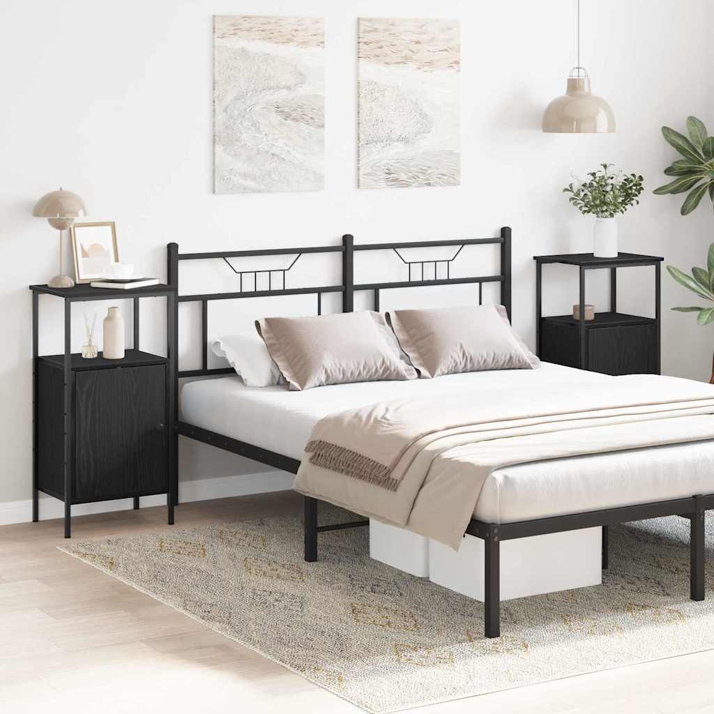 Nachttisch 2 pcs Schwarz Eichen-Optik 41 x 31 x 80 cm