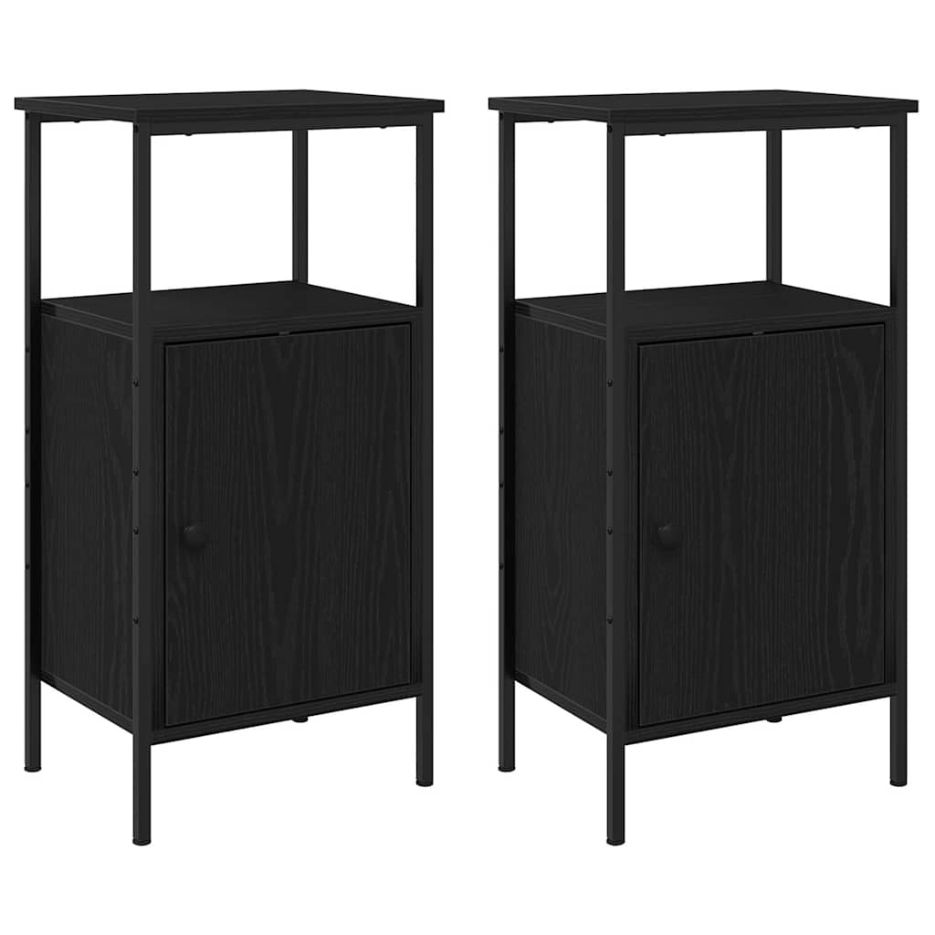 Nachttisch 2 pcs Schwarz Eichen-Optik 41 x 31 x 80 cm