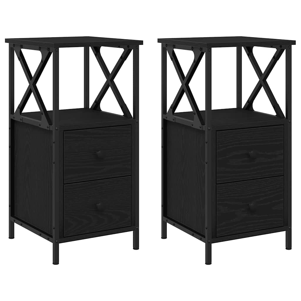 Nachttisch 2 pcs Schwarz Eichen-Optik 34 x 35,5 x 70 cm
