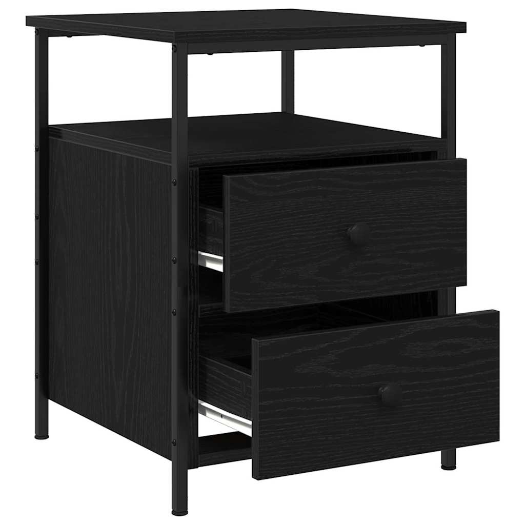 Nachttisch 2 pcs Schwarz Eichen-Optik 34 x 35,5 x 50 cm