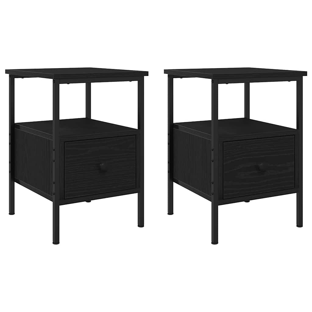 Nachttisch 2 pcs Schwarz Eichen-Optik 34 x 36 x 50 cm