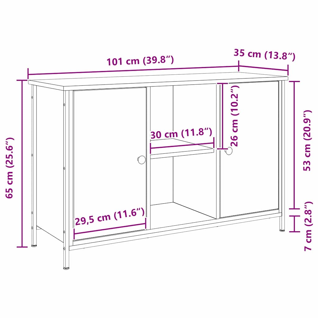 TV-Schrankset Artisan-Eiche 101 x 35 x 65 cm Holzwerkstoff