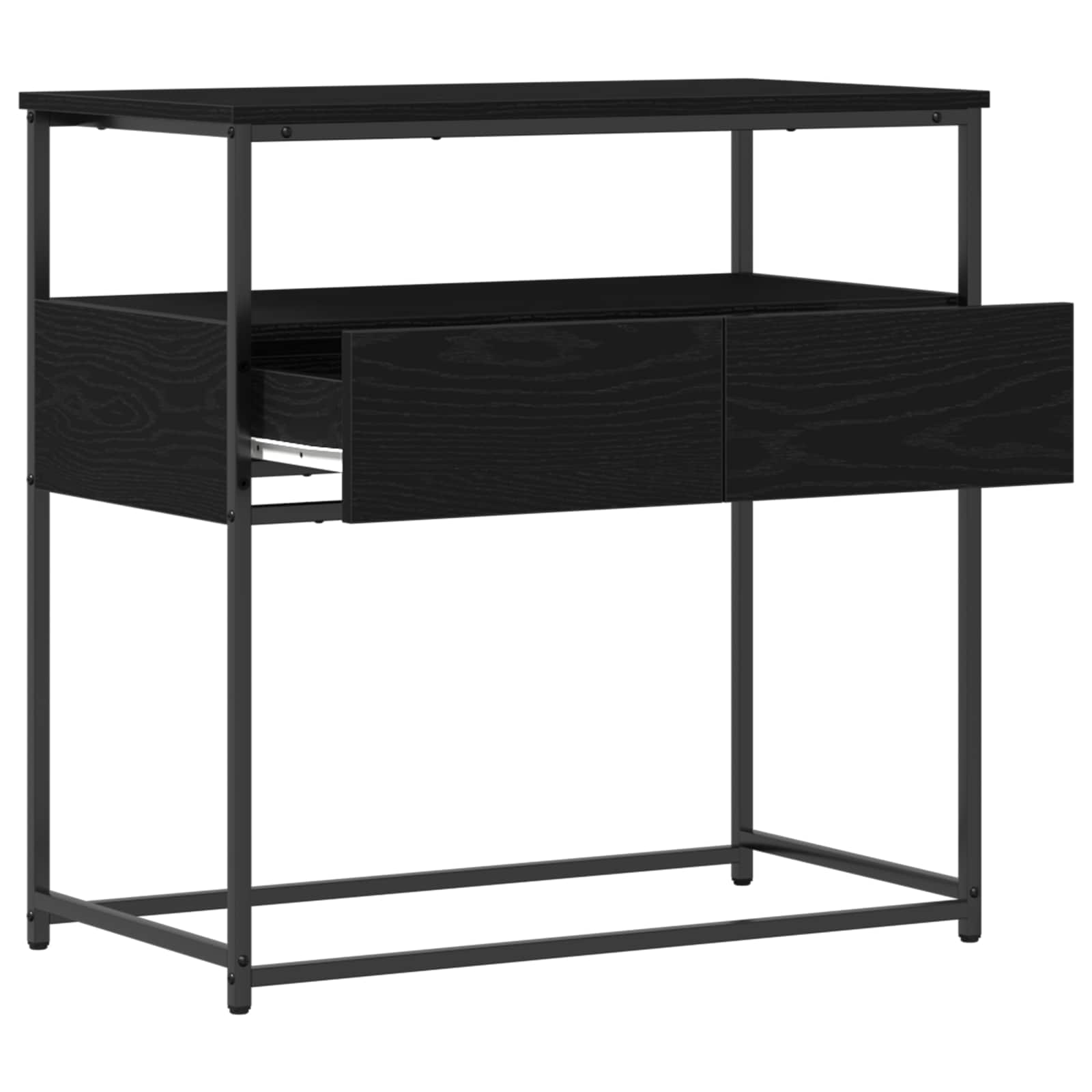 Konsolentisch Schwarz Eichen-Optik 75 x 40 x 75 cm