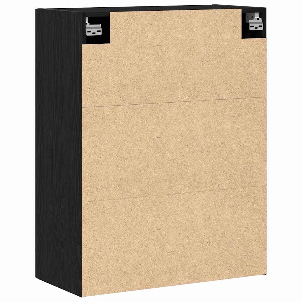 Wandmontierter Schrank Schwarz Eichen-Optik 69,5 x 34 x 90 cm