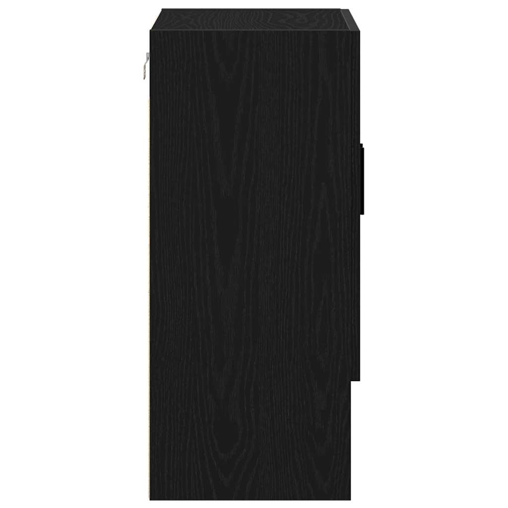 Wandmontierter Schrank Schwarz Eichen-Optik 60 x 31 x 70 cm