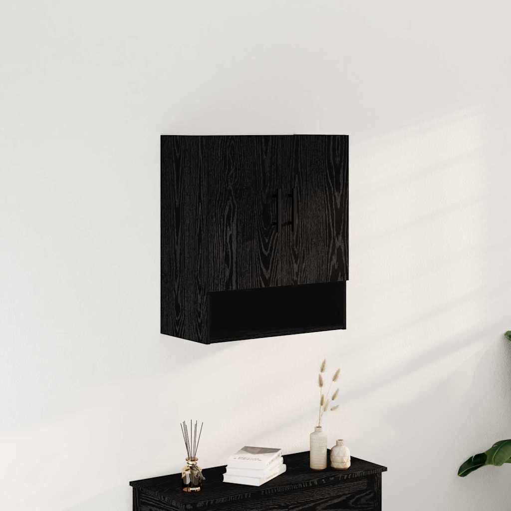 Wandmontierter Schrank Schwarz Eichen-Optik 60 x 31 x 70 cm