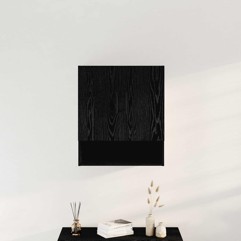 Wandmontierter Schrank Schwarz Eichen-Optik 60 x 31 x 70 cm