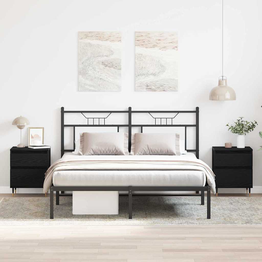 Nachttisch 2 pcs Schwarz Eichen-Optik 40 x 35 x 50 cm