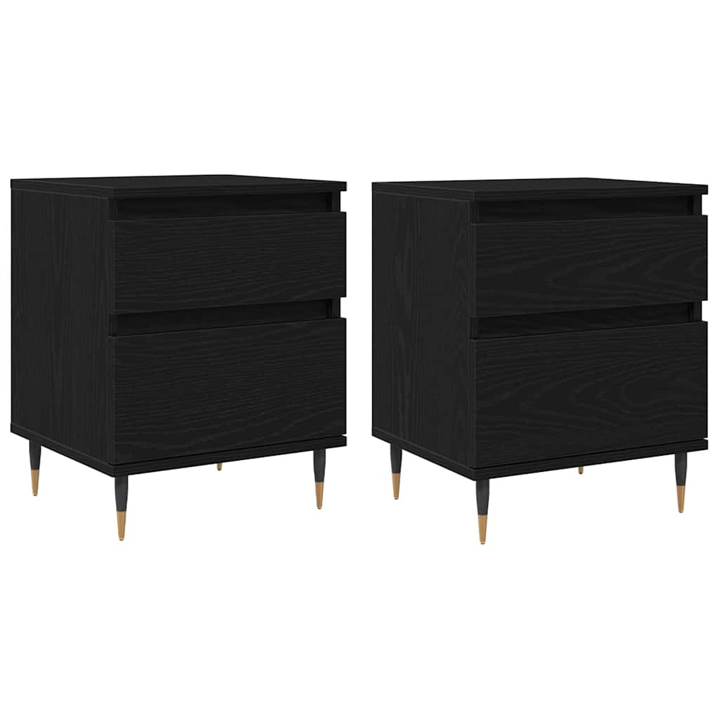 Nachttisch 2 pcs Schwarz Eichen-Optik 40 x 35 x 50 cm
