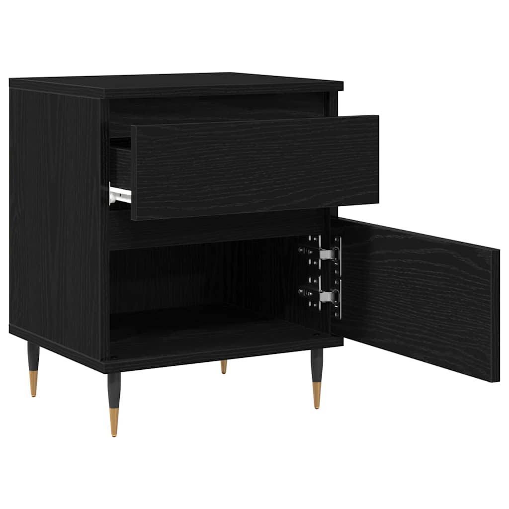 Nachttisch 2 pcs Schwarz Eichen-Optik 40 x 35 x 50 cm