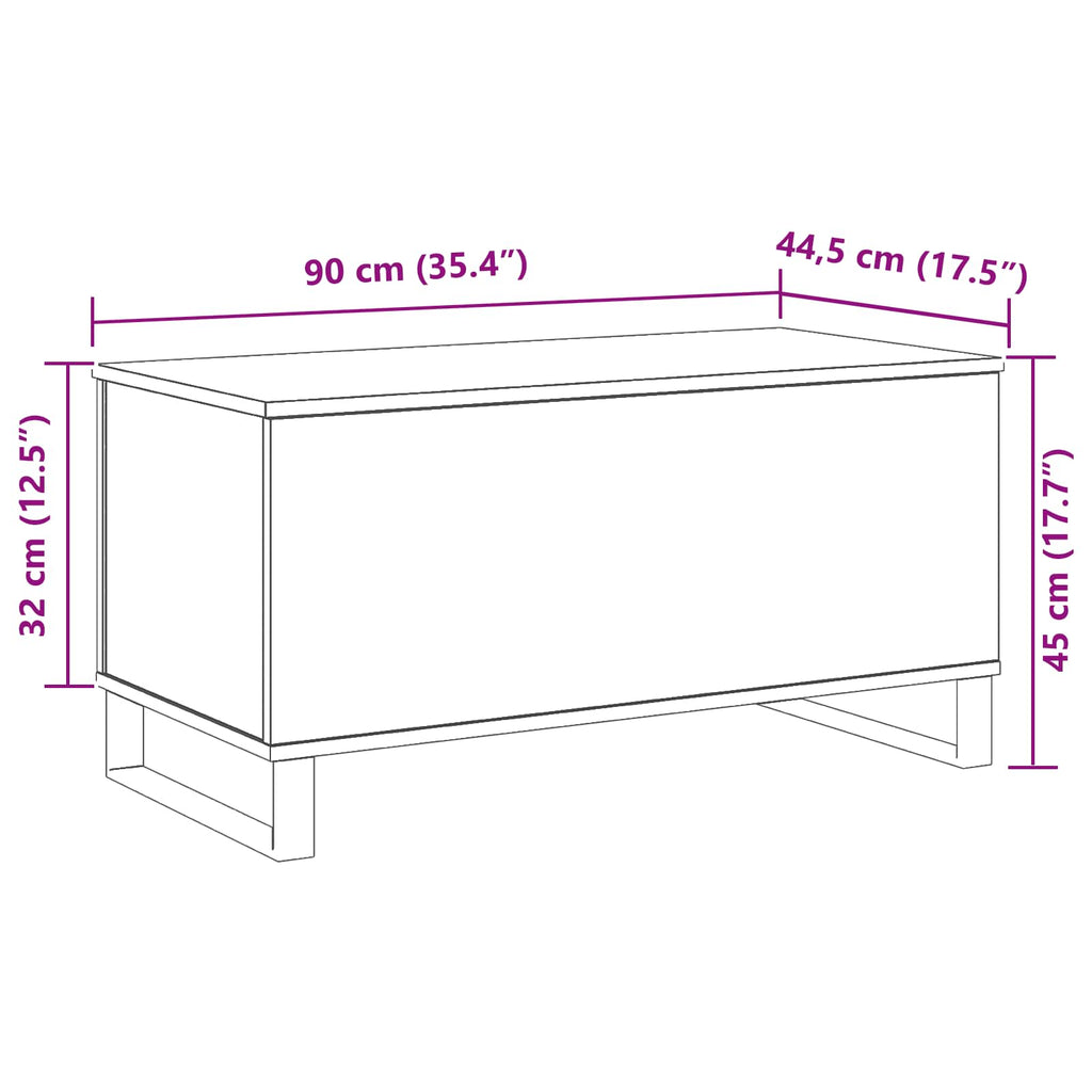 Couchtisch Schwarz Eichen-Optik 90 x 44,5 x 45 cm Holzwerkstoff