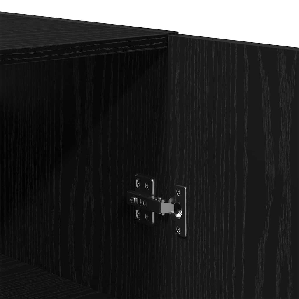Wandmontierter Schrank Schwarz Eichen-Optik 69,5 x 34 x 180 cm