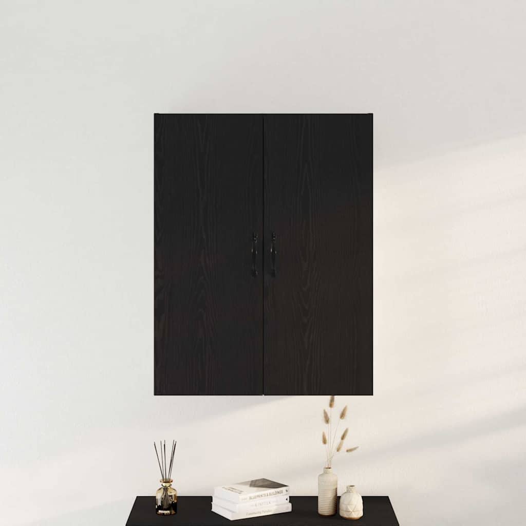 Wandmontierter Schrank Schwarz Eichen-Optik 69,5 x 34 x 180 cm