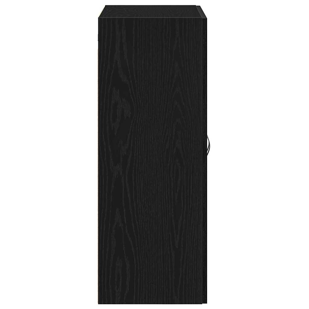 Wandmontierter Schrank Schwarz Eichen-Optik 69,5 x 34 x 180 cm