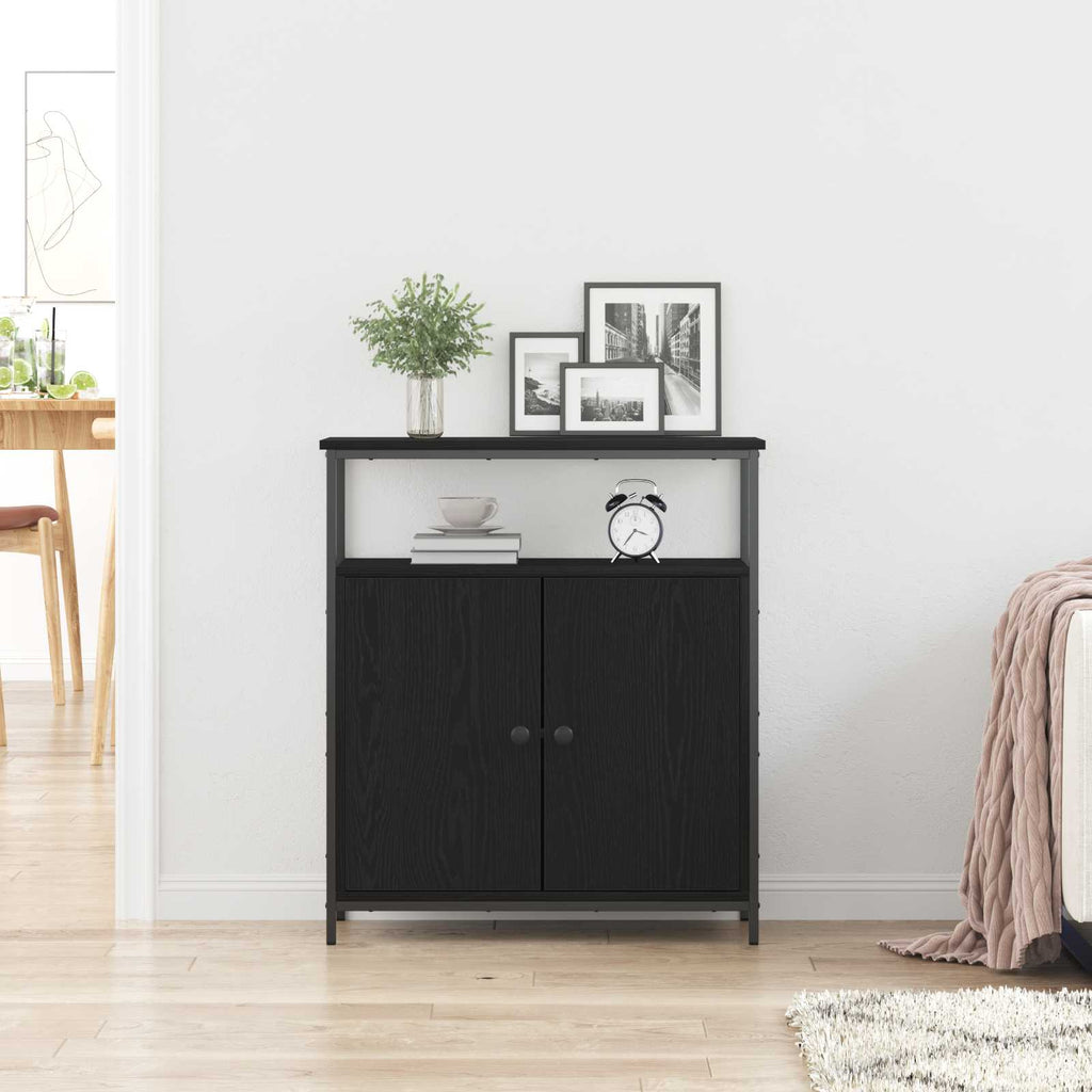Sideboard Schwarz Eichen-Optik 70 x 30 x 80 cm Holzwerkstoff